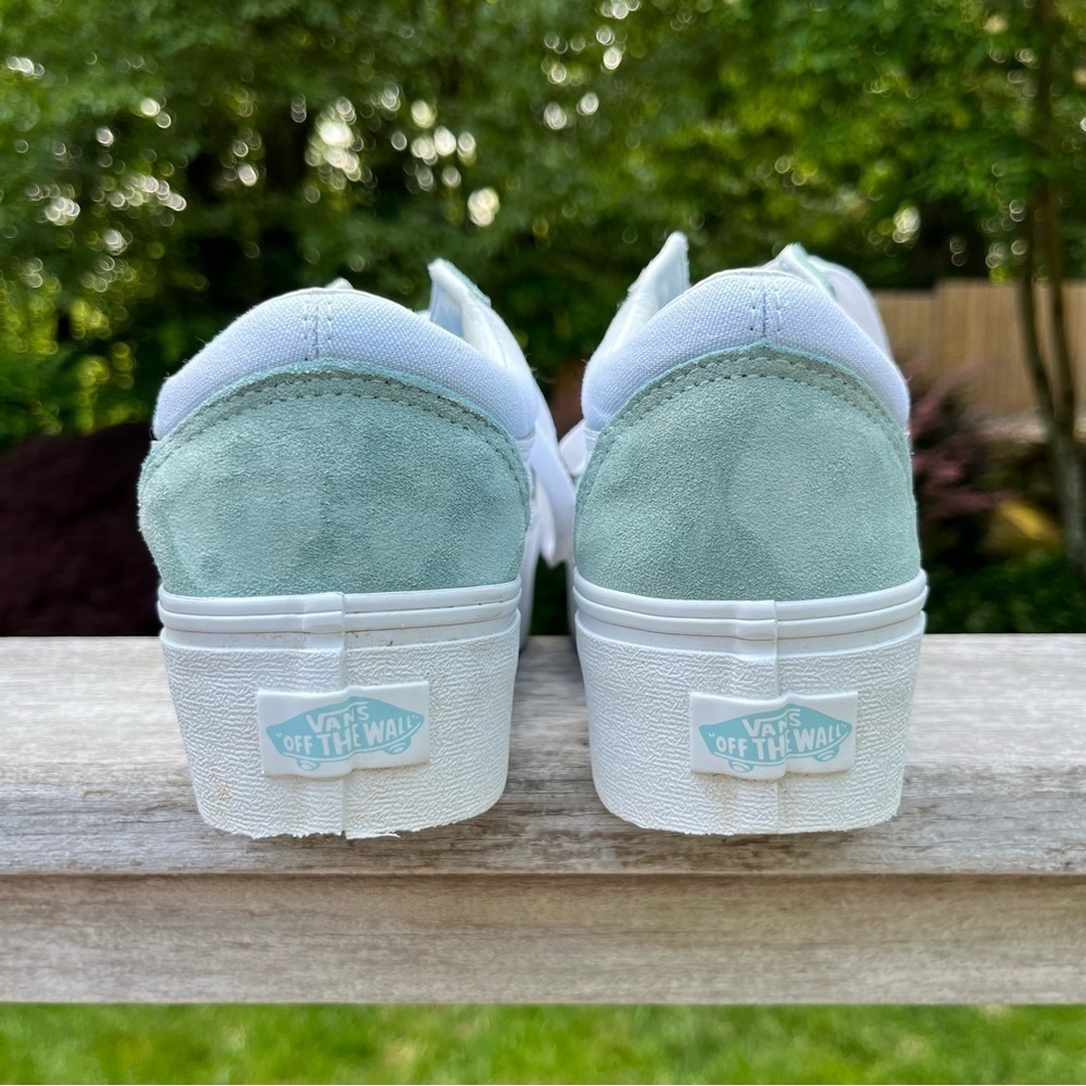 Vans Old Skool Stackform Soft Suede Side Stripe Baby Blue & White Shoes Sz 7.5 - Picture 8 of 16